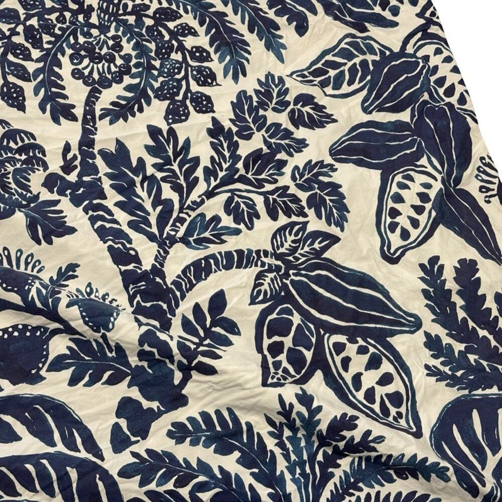 Pottery Barn Botanical Rae King Size Duvet Cotton Bedding Tropical Print Blue - Picture 4 of 7